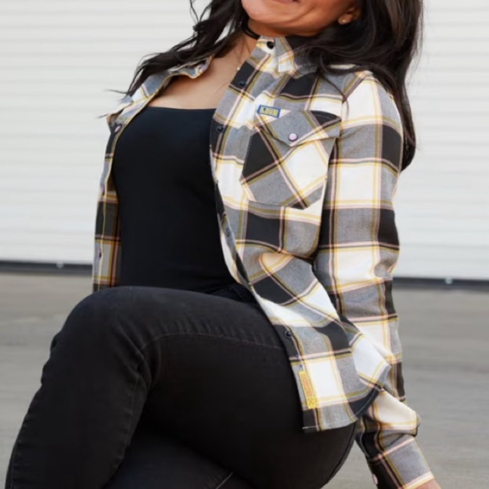 DIXXON Loud Laquer flannel plaid button down shirt size M